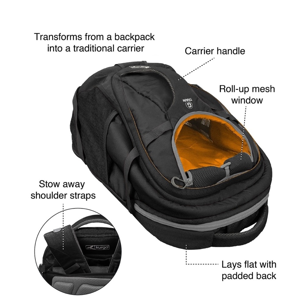 Kurgo G-Train Dog Carrier Backpack, Black - Picture 12 of 13